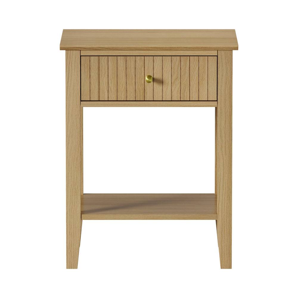 Bedside Table with 1 Drawer Open Shelf Nightstand Natural