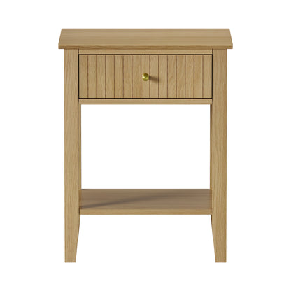 Bedside Table with 1 Drawer Open Shelf Nightstand Natural