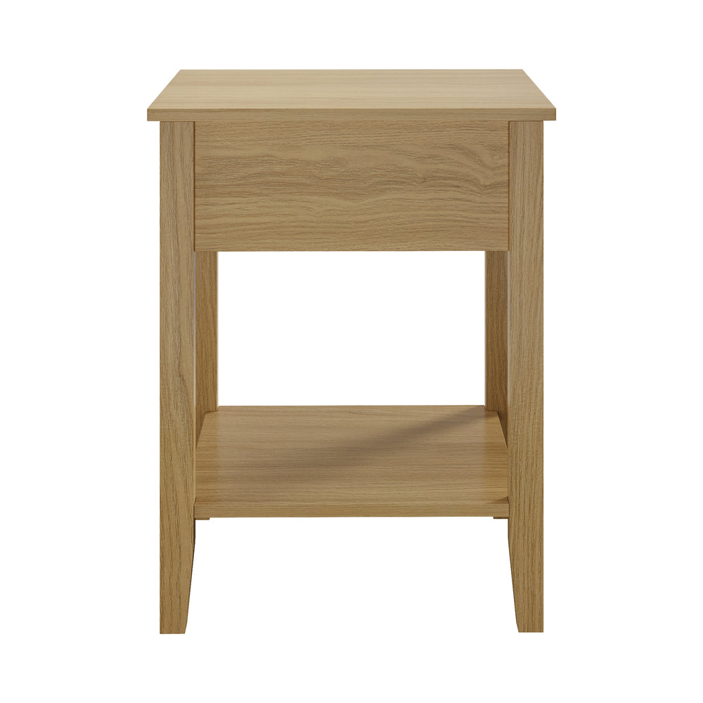 Bedside Table with 1 Drawer Open Shelf Nightstand Natural