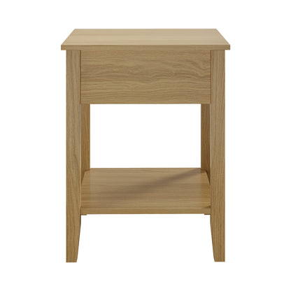 Bedside Table with 1 Drawer Open Shelf Nightstand Natural