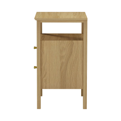 2x Bedside Table 2 Drawers Open Shelf Nightstand Natural