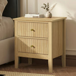2 Drawer Nightstand Gold Handle Natural | HomeAndLiving