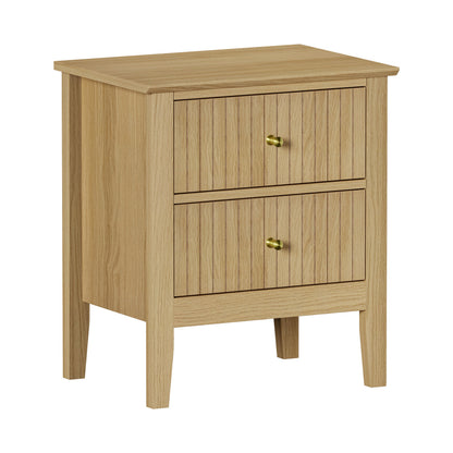 2 Drawer Nightstand Gold Handle Natural | HomeAndLiving - 2
