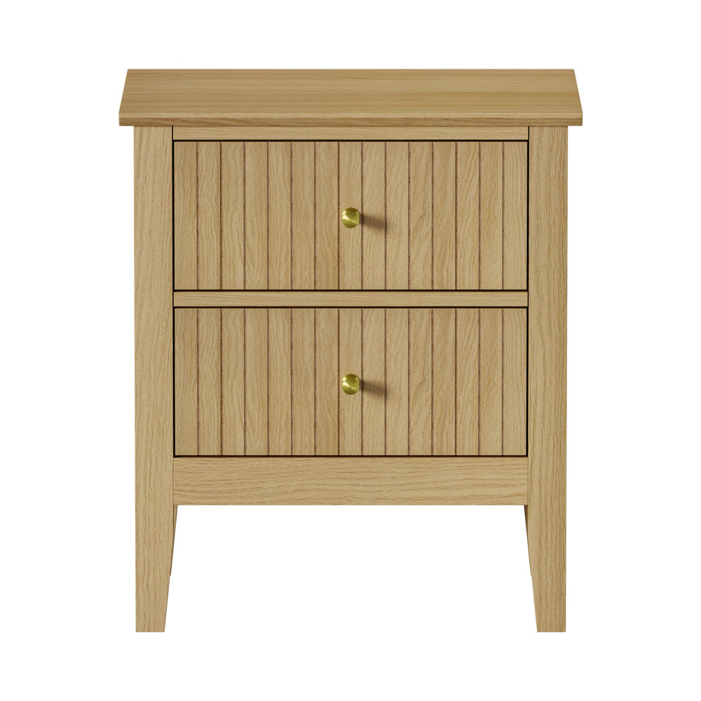 2 Drawer Nightstand Gold Handle Natural | HomeAndLiving - 9