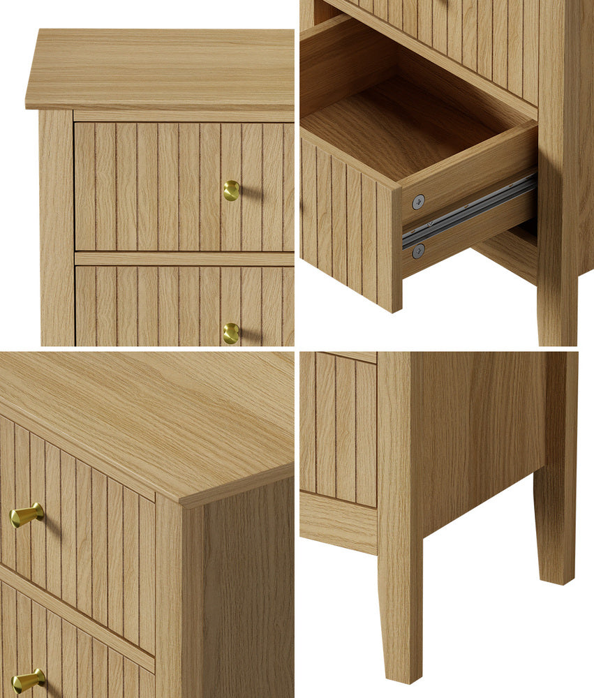 2 Drawer Nightstand Gold Handle Natural | HomeAndLiving - 8