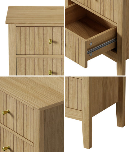 2 Drawer Nightstand Gold Handle Natural | HomeAndLiving - 8
