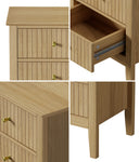 2 Drawer Nightstand Gold Handle Natural | HomeAndLiving
