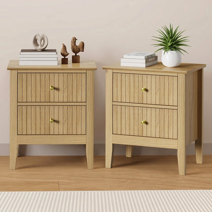 Bedside Tables Set 2 Gold Handle Nightstands | HomeAndLiving