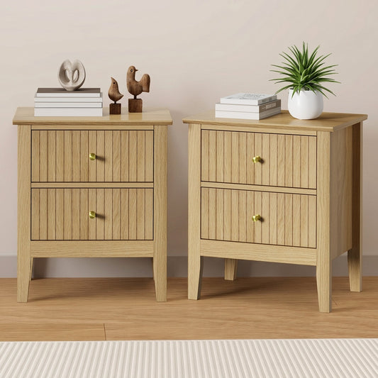Bedside Tables Set 2 Gold Handle Nightstands | HomeAndLiving - 5