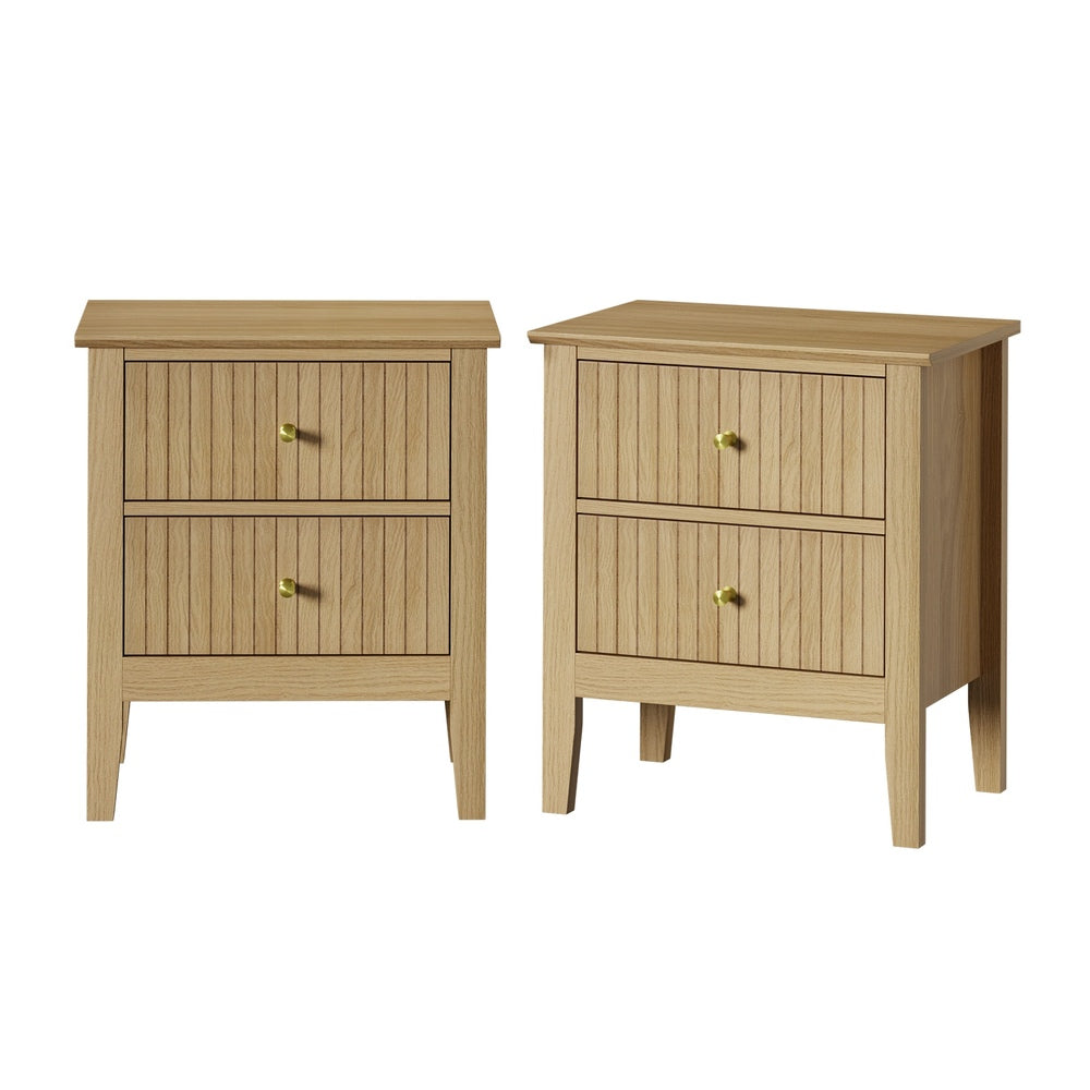 Bedside Tables Set 2 Gold Handle Nightstands | HomeAndLiving