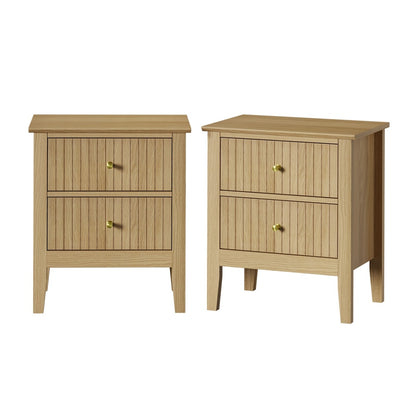 Bedside Tables Set 2 Gold Handle Nightstands | HomeAndLiving