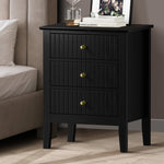 Bedside Table 3 Drawers Side End Nightstand