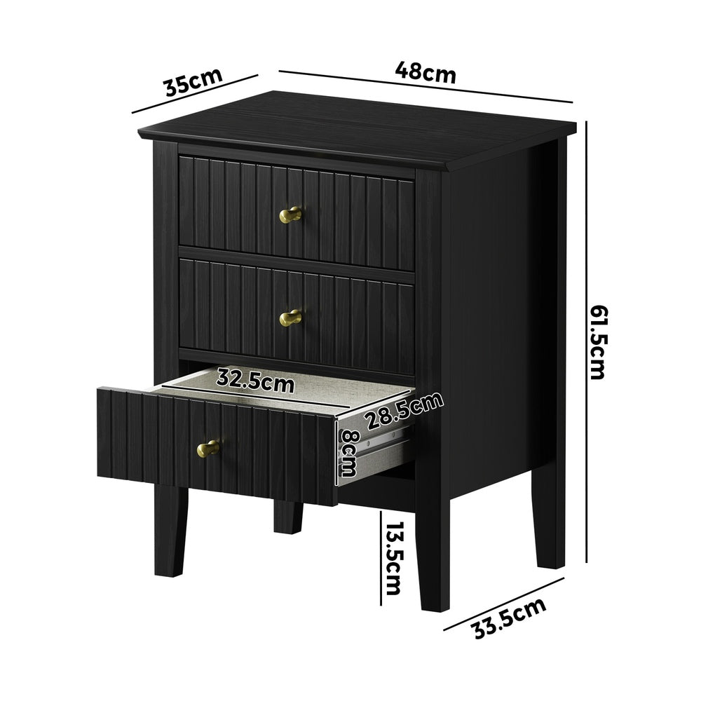 Bedside Tables Set of 2 Side End Nightstand Walnut