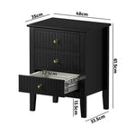 Bedside Table 3 Drawers Side End Nightstand