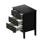 Bedside Table 3 Drawers Side End Nightstand