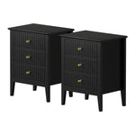 Bedside Table 3 Drawers Side End Nightstand