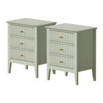 Bedside Table 3 Drawers Side End Nightstand