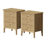 Bedside Table 3 Drawers Side End Nightstand