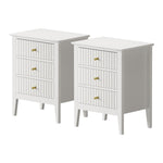 Bedside Table 3 Drawers Side End Nightstand