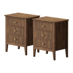 Bedside Table 3 Drawers Side End Nightstand