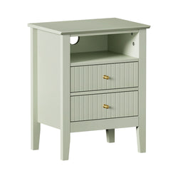 Bedside Table Nightstand 2 Drawer Storage Cabinet Bedroom Green