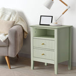 Bedside Table Nightstand 2 Drawer Storage Cabinet Bedroom Green