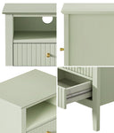 Bedside Table Nightstand 2 Drawer Storage Cabinet Bedroom Green