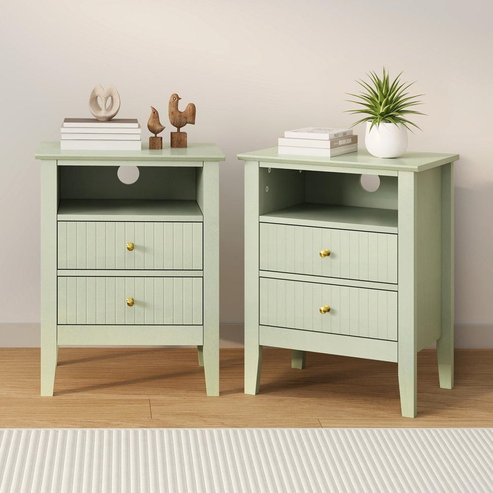 2x Bedside Table Nightstand 2 Drawers Bedroom Cabinet