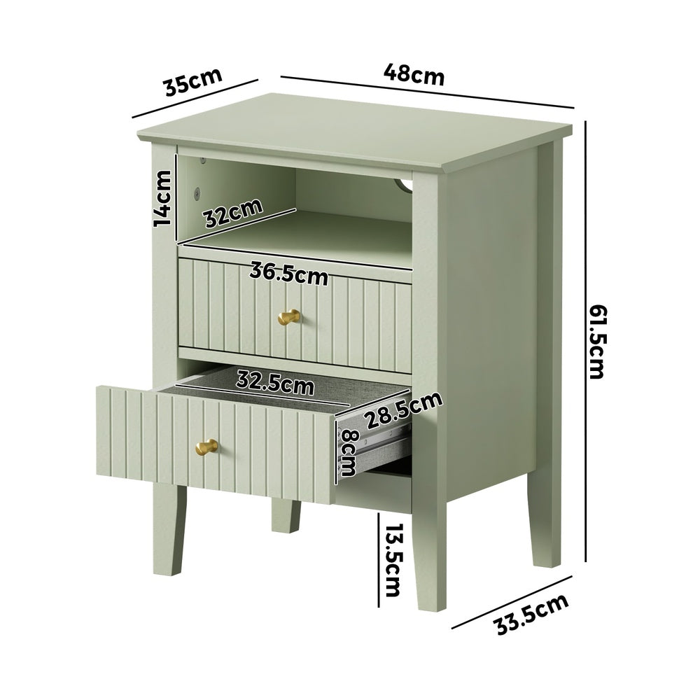 2x Bedside Table Nightstand 2 Drawers Bedroom Cabinet
