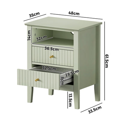 2x Bedside Table Nightstand 2 Drawers Bedroom Cabinet