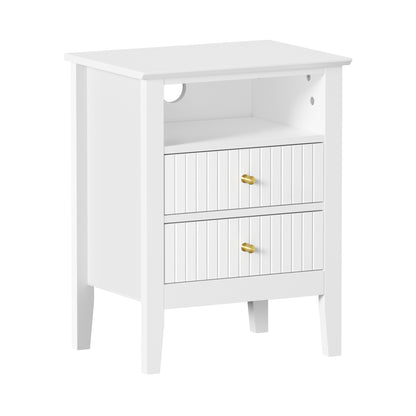 Bedside Table Nightstand 2 Drawer Storage Cabinet Bedroom White