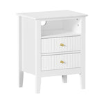 Bedside Table Nightstand 2 Drawer Storage Cabinet Bedroom White