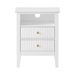 Bedside Table Nightstand 2 Drawer Storage Cabinet Bedroom White