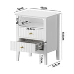 Bedside Table Nightstand 2 Drawer Storage Cabinet Bedroom White