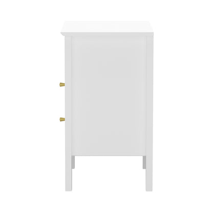 Bedside Table Nightstand 2 Drawer Storage Cabinet Bedroom White