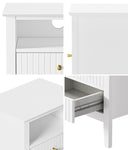 Bedside Table Nightstand 2 Drawer Storage Cabinet Bedroom White