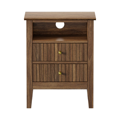 Bedside Table Nightstand 2 Drawer Storage Cabinet Bedroom White
