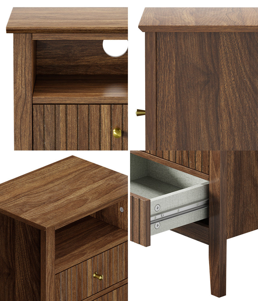 Bedside Table Nightstand 2 Drawer Storage Cabinet Bedroom White
