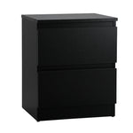 Bedside Table Nightstand 2 Drawers Black Natural White