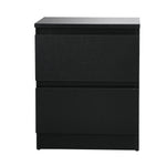 Bedside Table Nightstand 2 Drawers Black Natural White