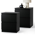 Bedside Tables Set of 2 Nightstand Black/Wood/White