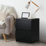 Bedside Tables Set of 2 Nightstand Black/Wood/White