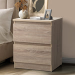 Bedside Table Nightstand 2 Drawers Black Natural White