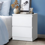 Bedside Table Nightstand 2 Drawers Black Natural White