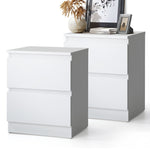 Bedside Tables Set of 2 Nightstand Black/Wood/White