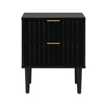 Black Bedside Table 2 Drawers Metal Handle | HomeAndLiving