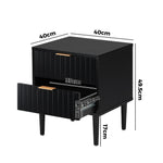 Black Bedside Table 2 Drawers Metal Handle | HomeAndLiving
