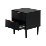 Black Bedside Table 2 Drawers Metal Handle | HomeAndLiving