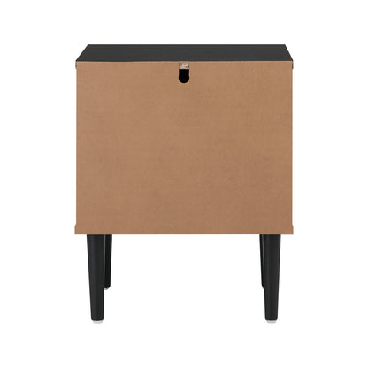Black Bedside Table 2 Drawers Metal Handle | HomeAndLiving