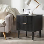 Black Bedside Table 2 Drawers Metal Handle | HomeAndLiving